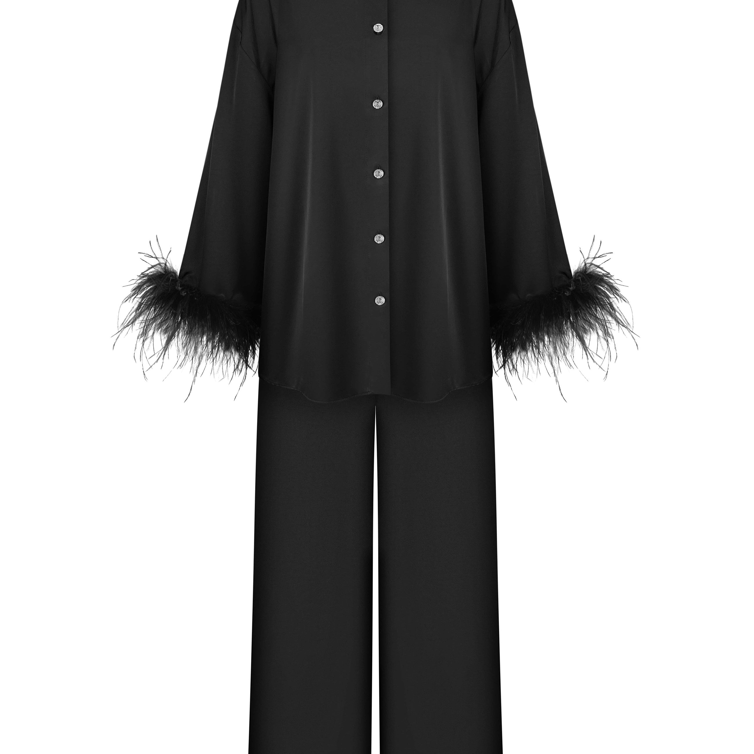 Костюм з гладкої віскози в чорному