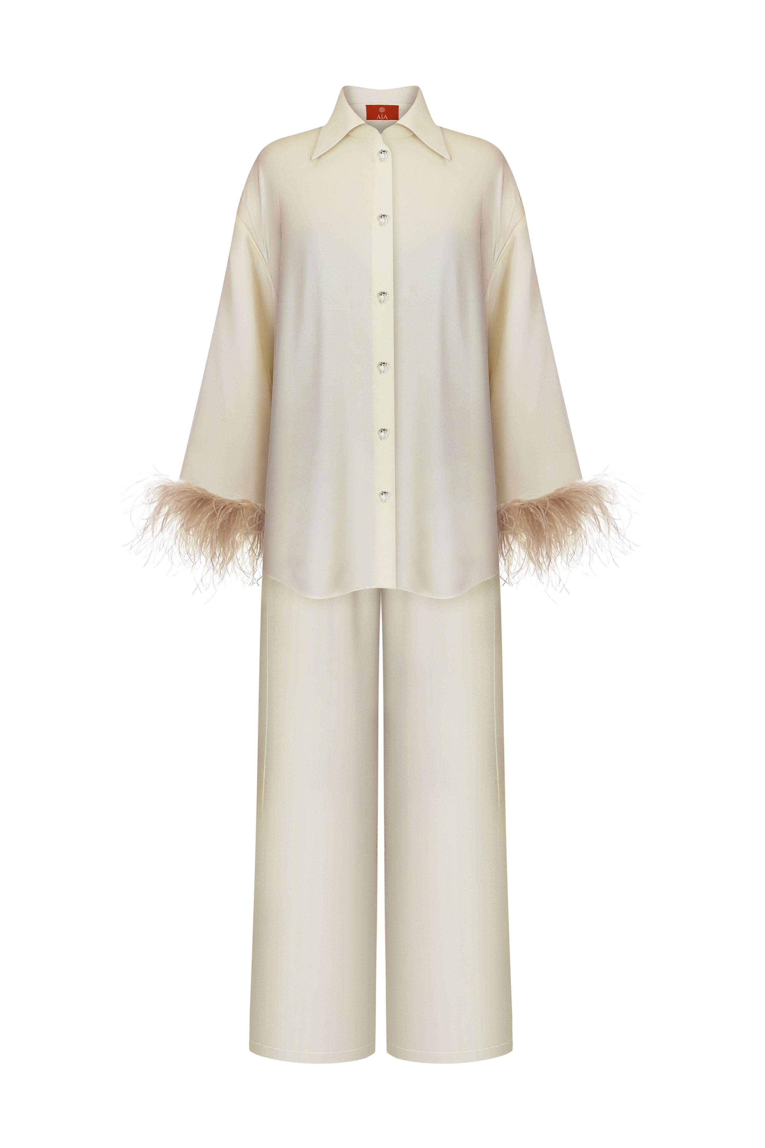 Костюм з гладкої віскози в бежевому