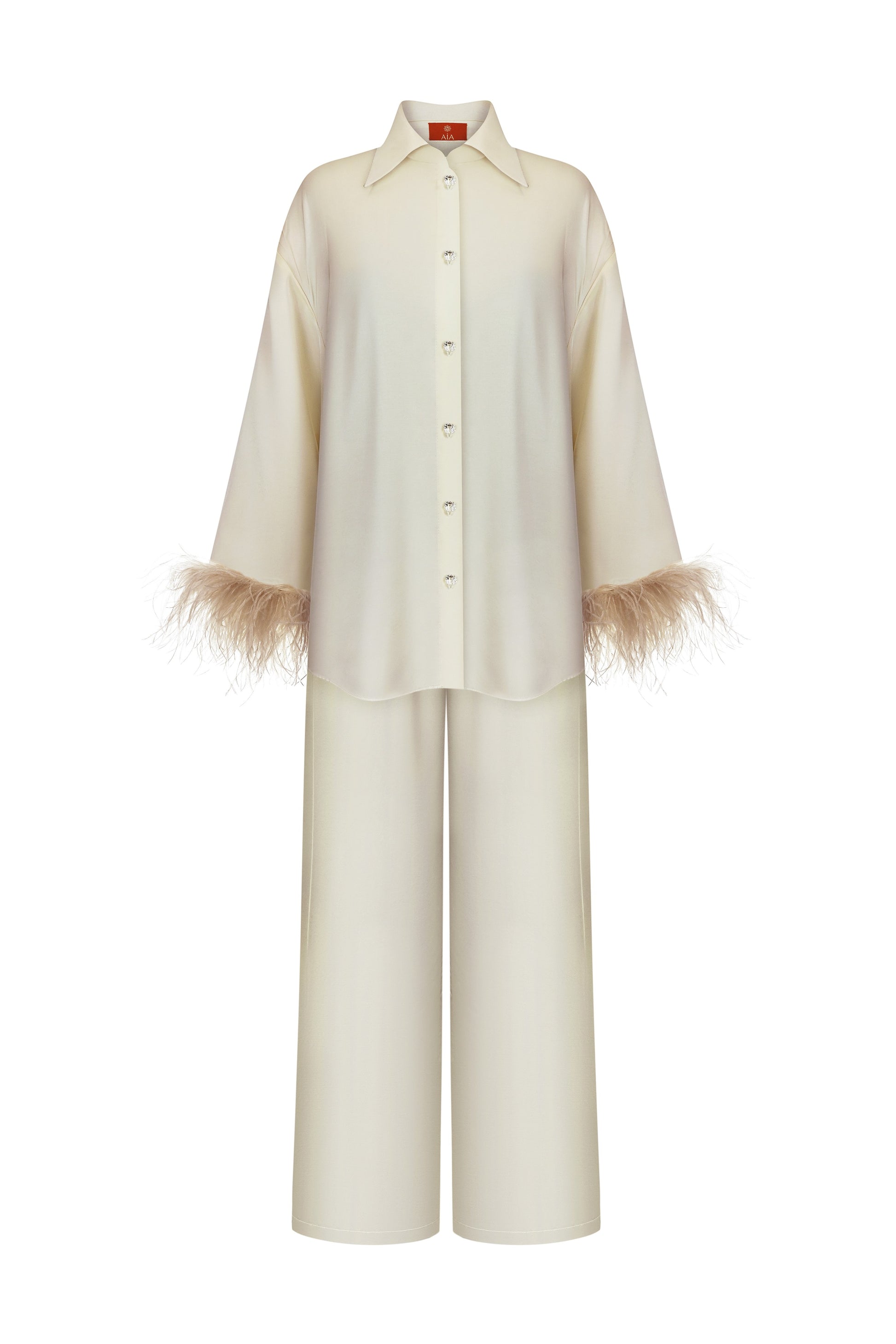 Костюм з гладкої віскози в бежевому