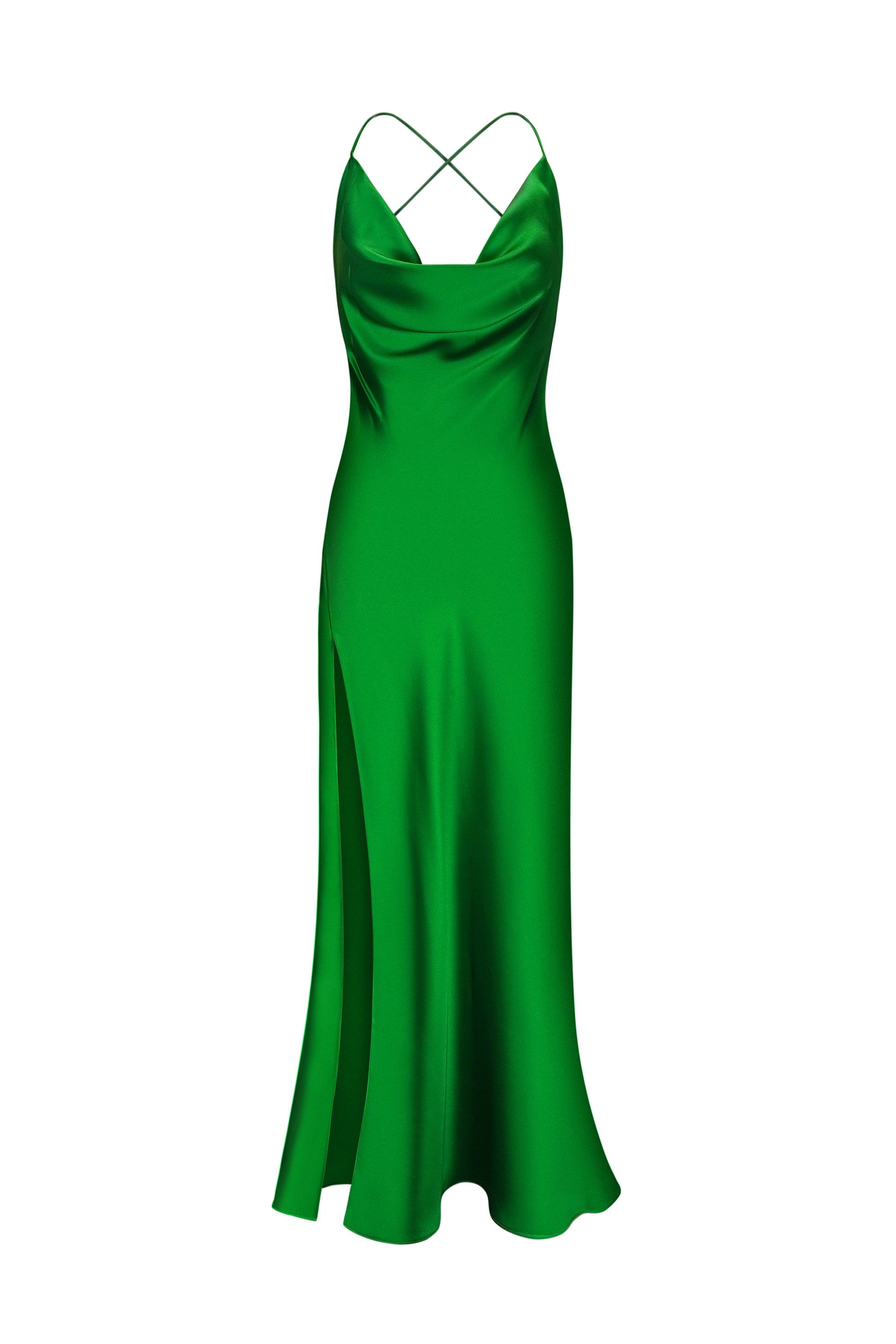 Сукня сліп з гладкої віскози в зеленому