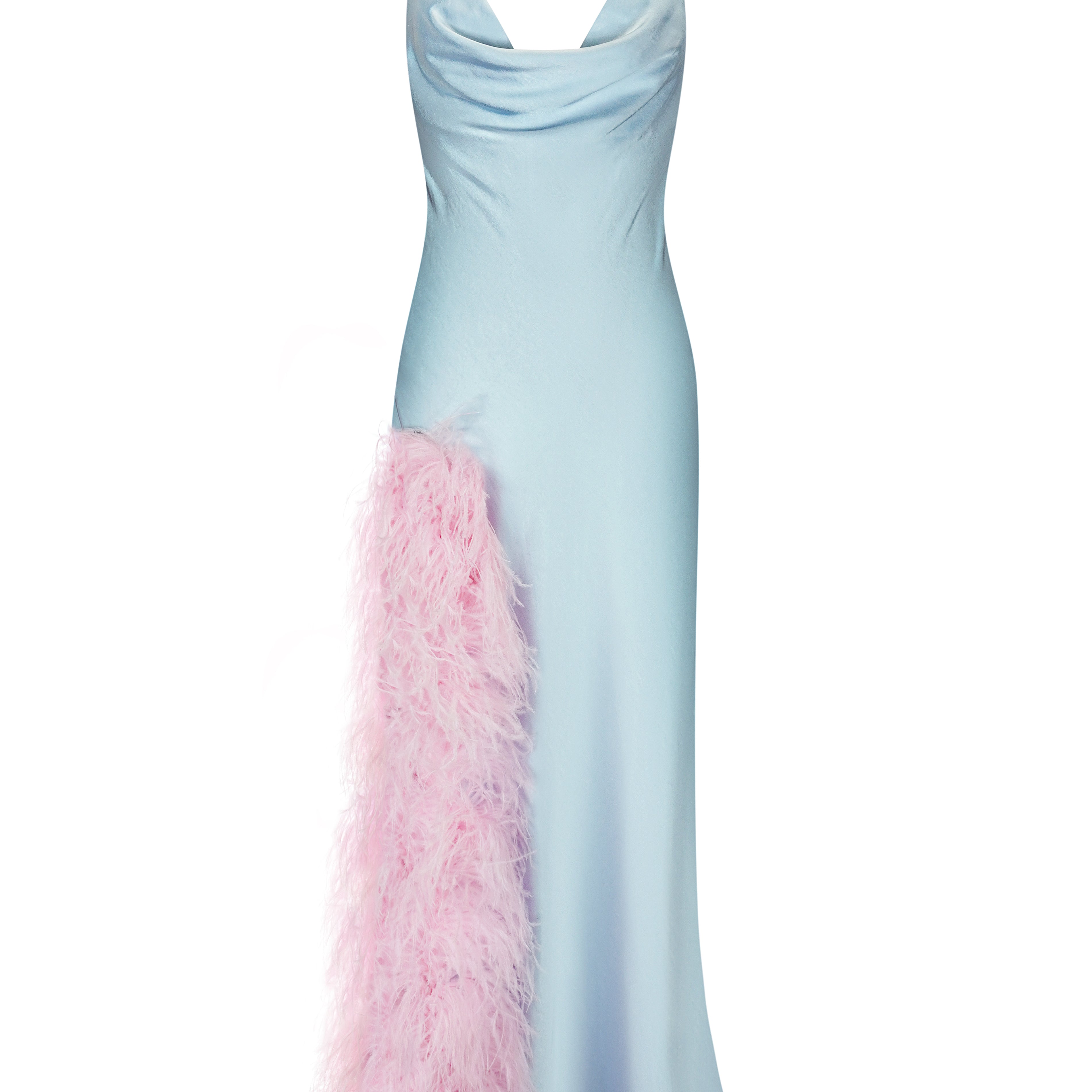 Сукня сліп з пір'ям в блакитному