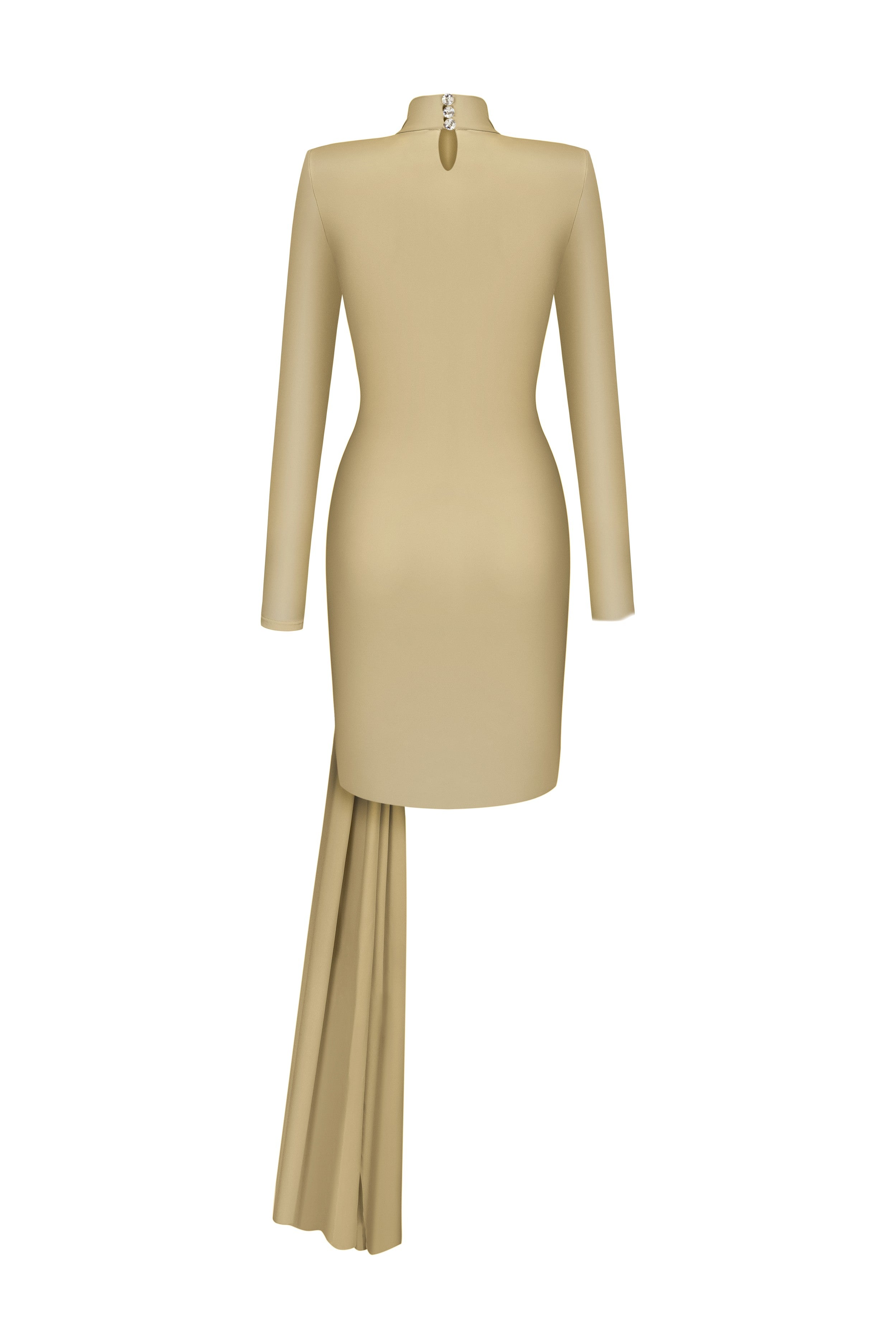 Сукня міні з драпіруванням в бежевому