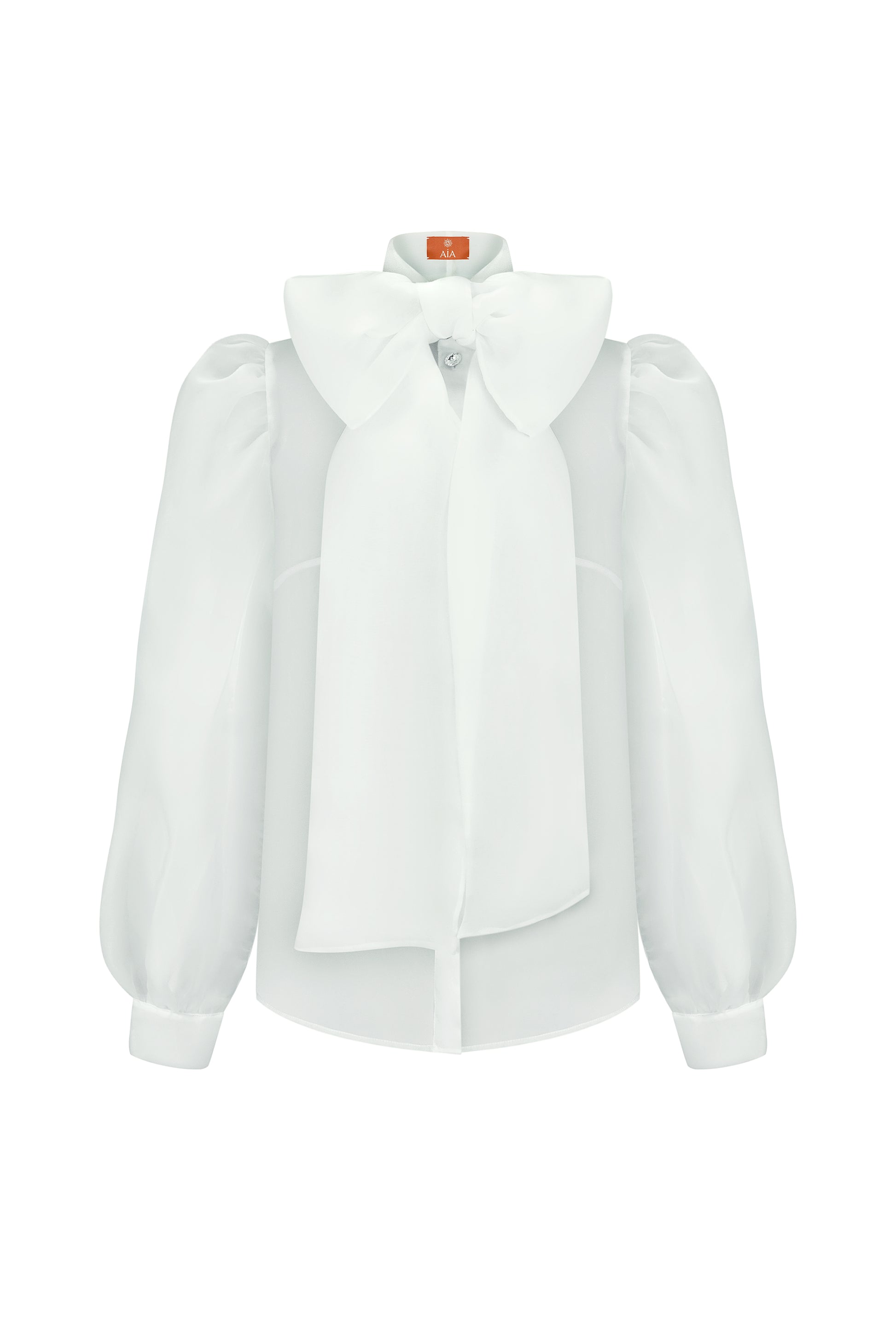 Блуза з органзи з кристалами Swarowski в молочному