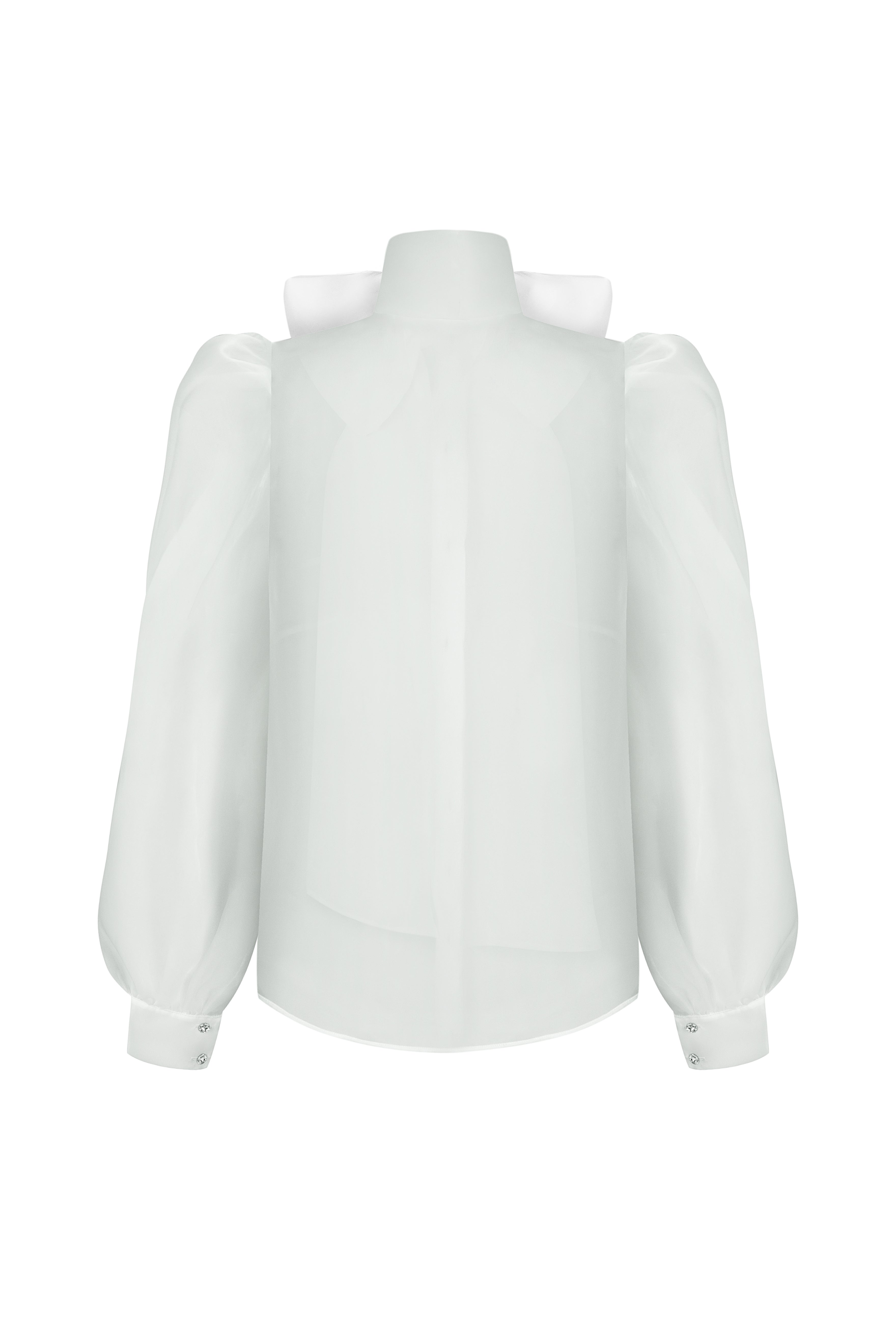 Блуза з органзи з кристалами Swarowski в молочному