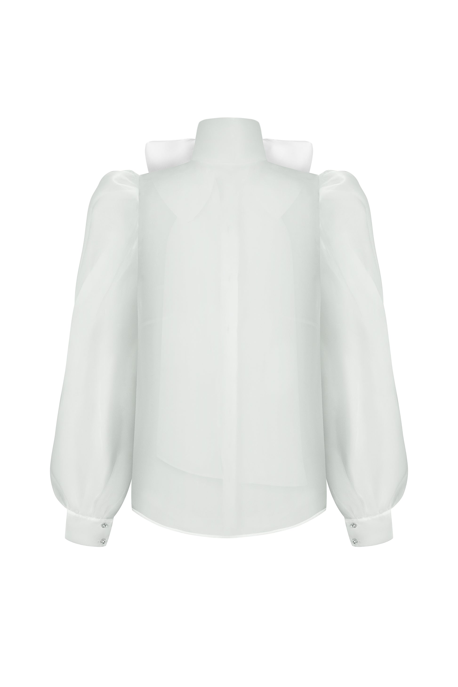 Блуза з органзи з кристалами Swarowski в молочному