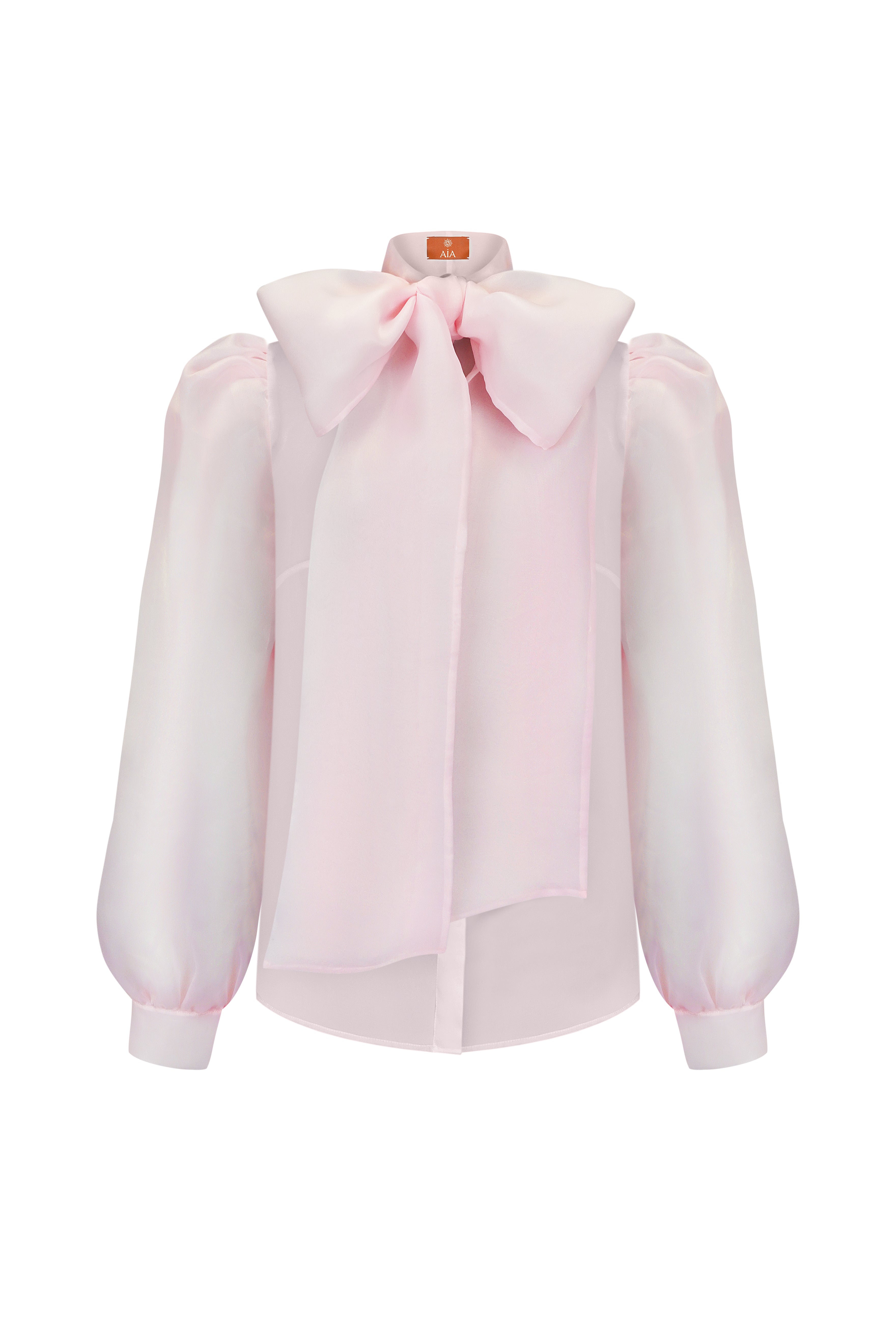 Блуза з органзи з кристалами Swarowski в рожевому