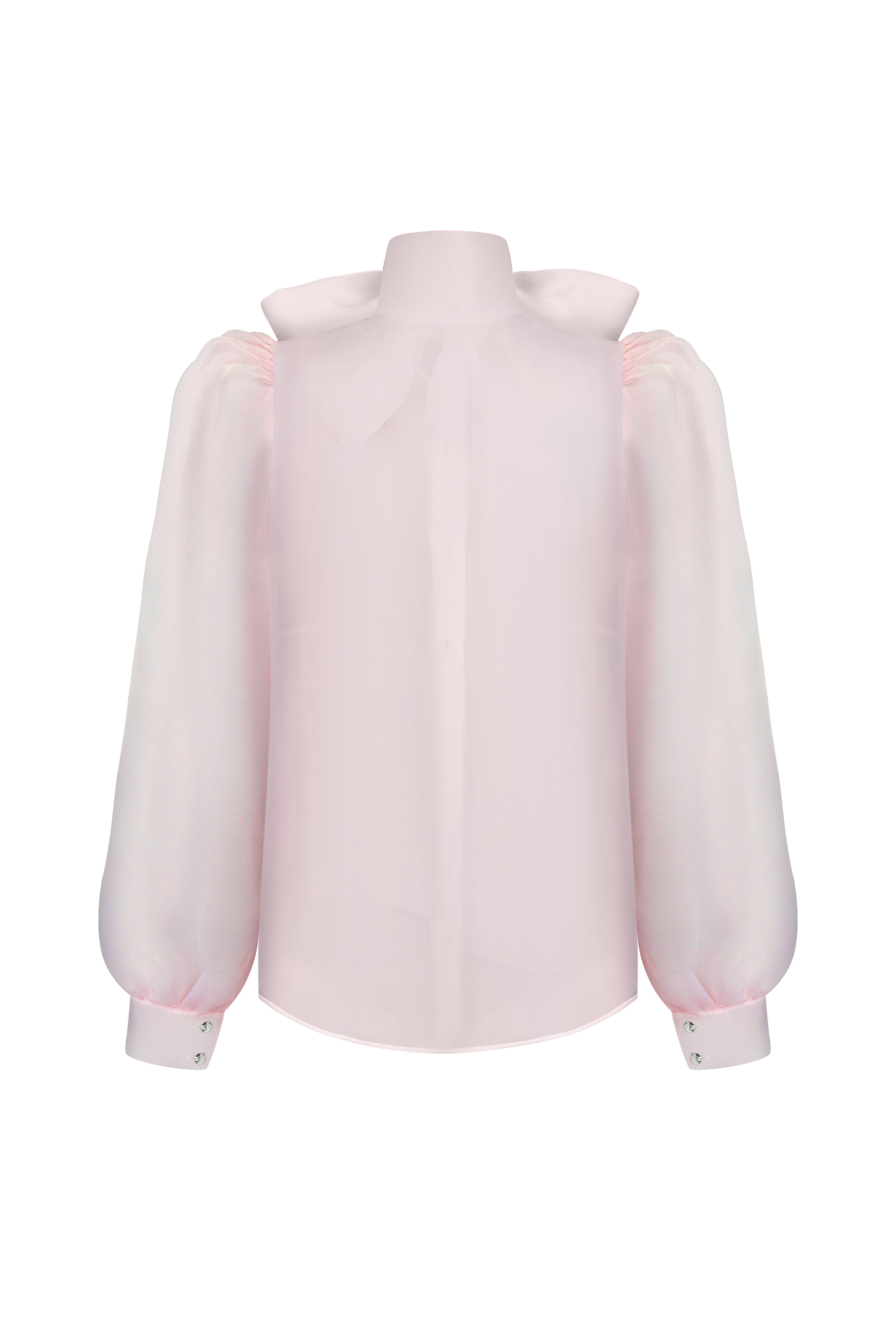 Блуза з органзи з кристалами Swarowski в рожевому