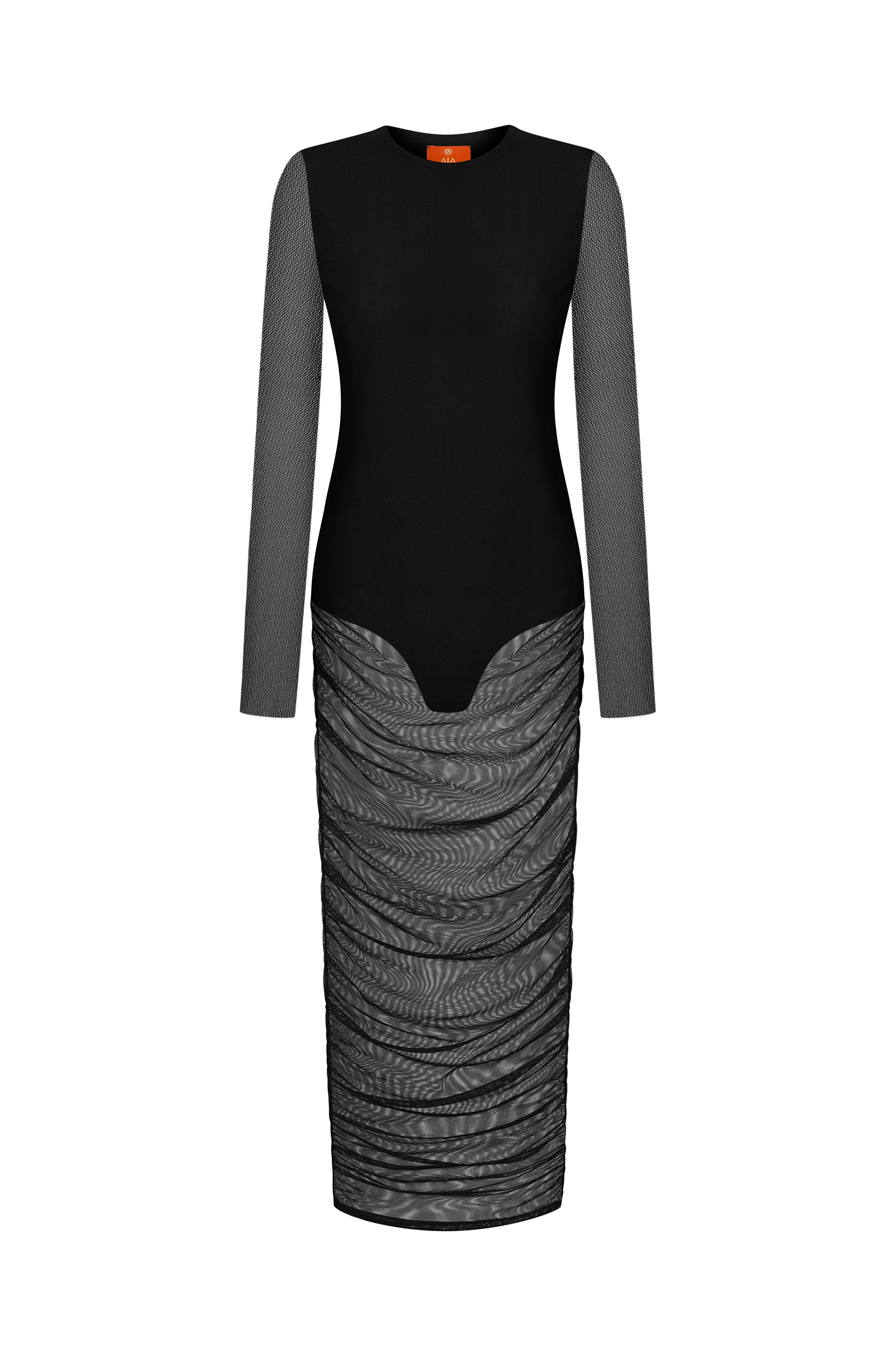 Сукня міді з драпіруванням в чорному