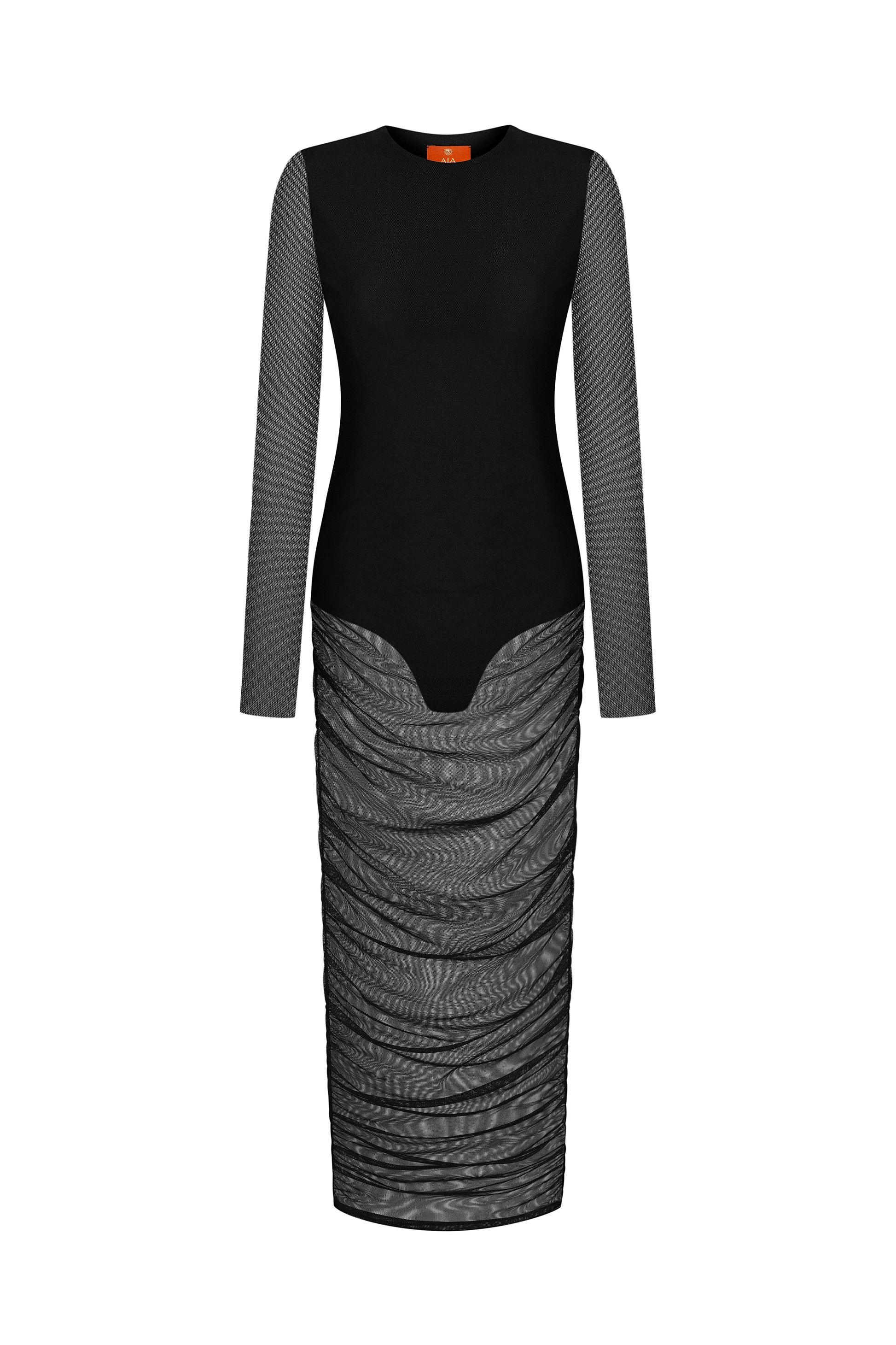 Сукня міді з драпіруванням в чорному