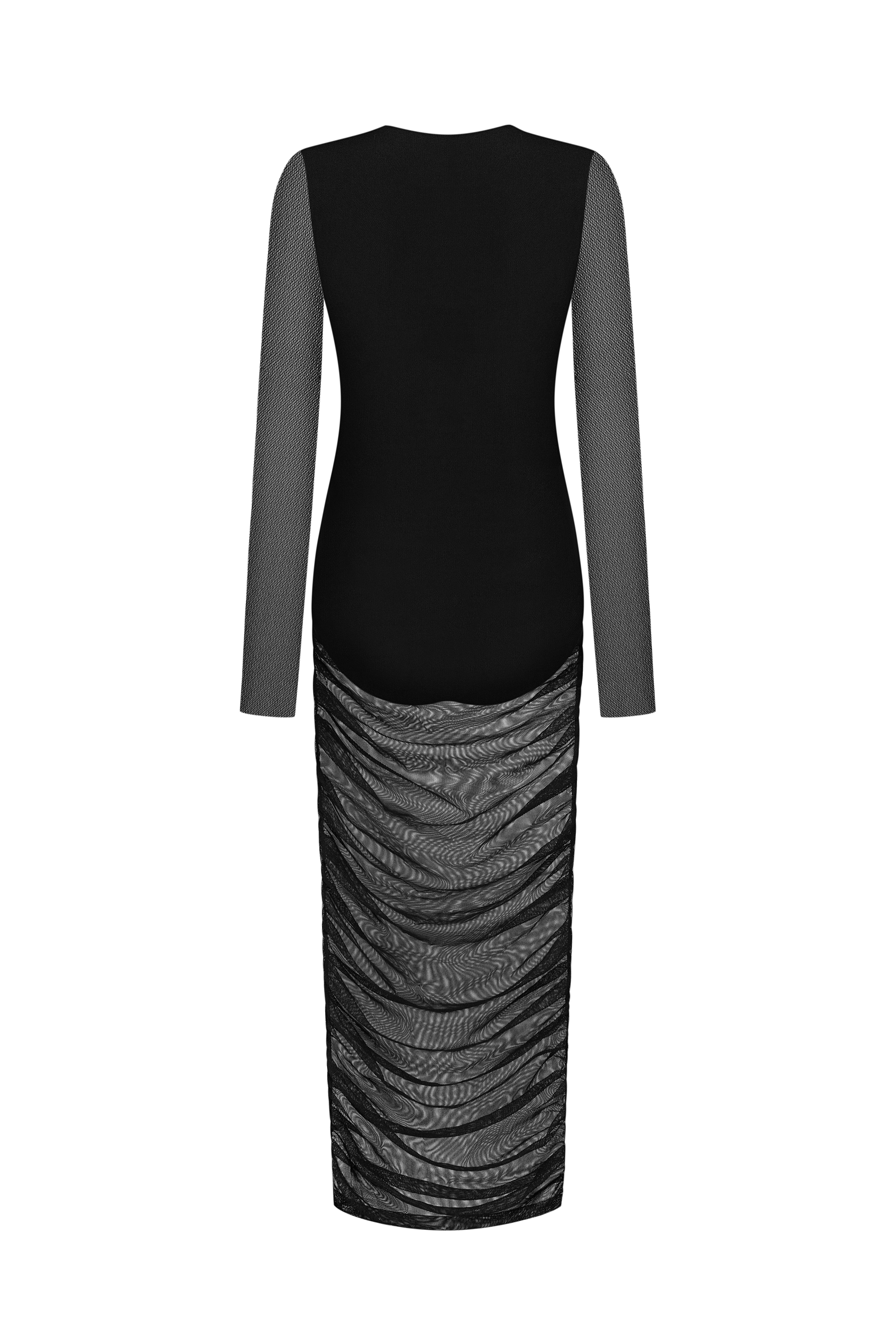 Сукня міді з драпіруванням в чорному