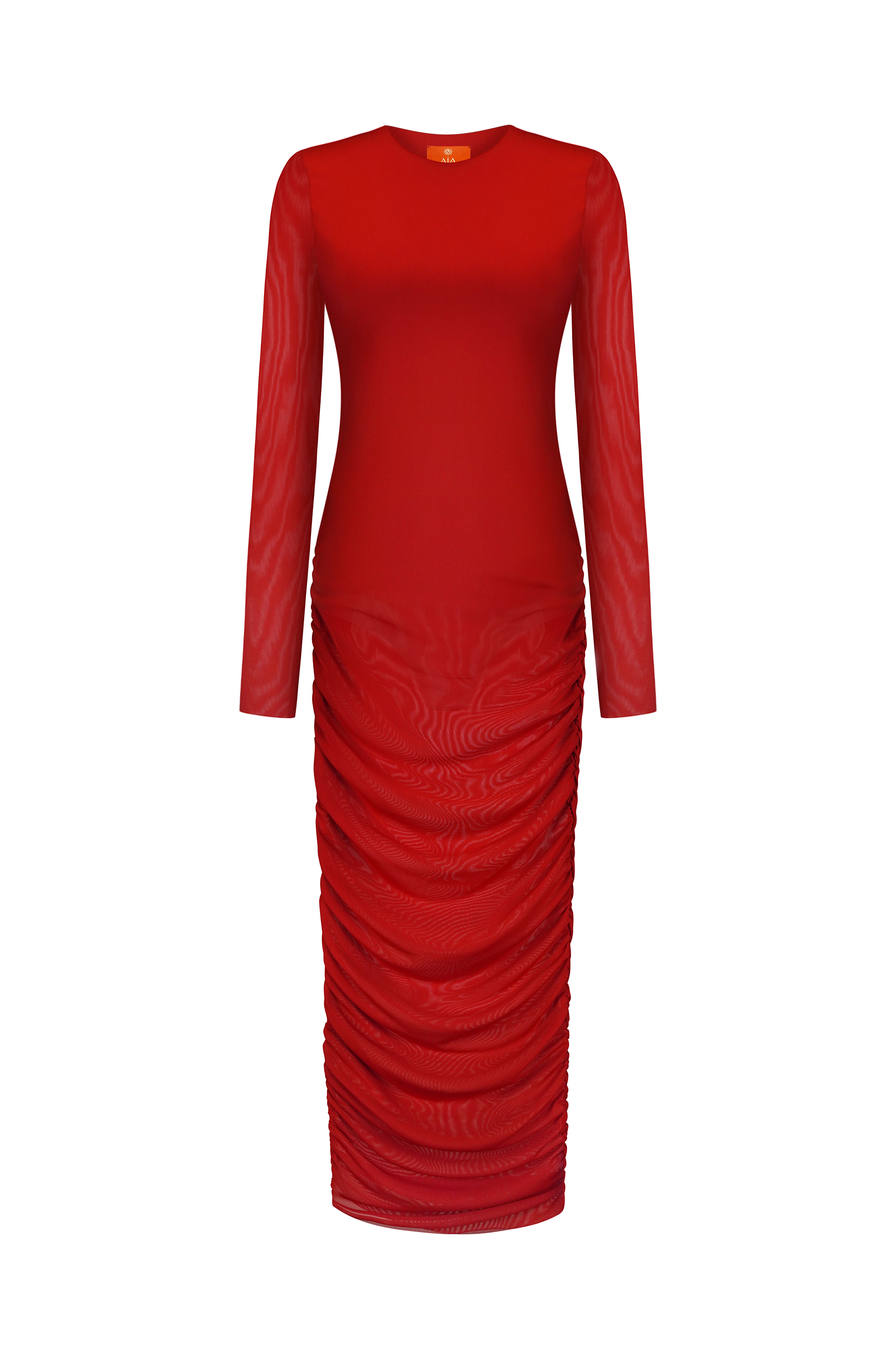 Сукня міді з драпіруванням в червоному