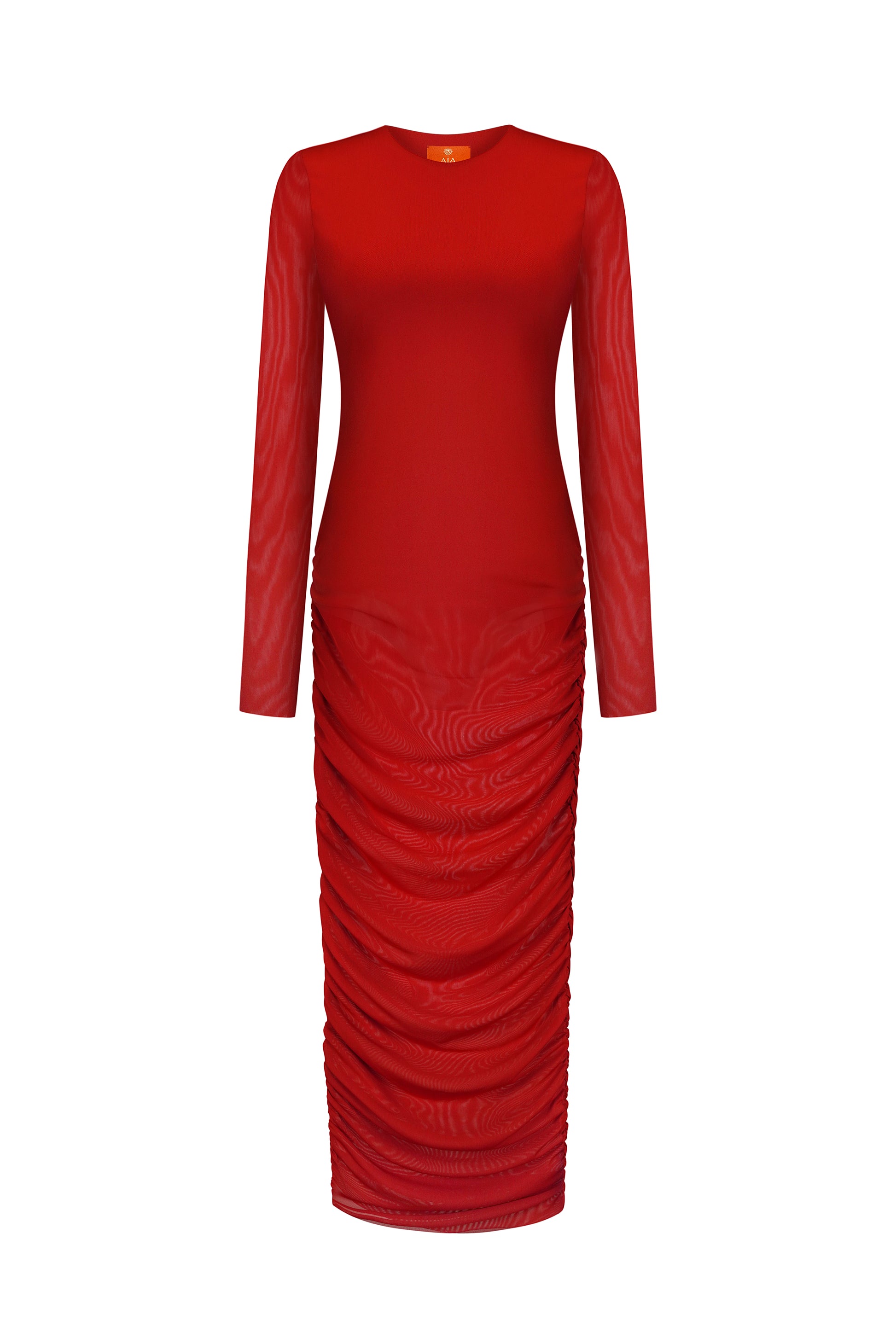 Сукня міді з драпіруванням в червоному