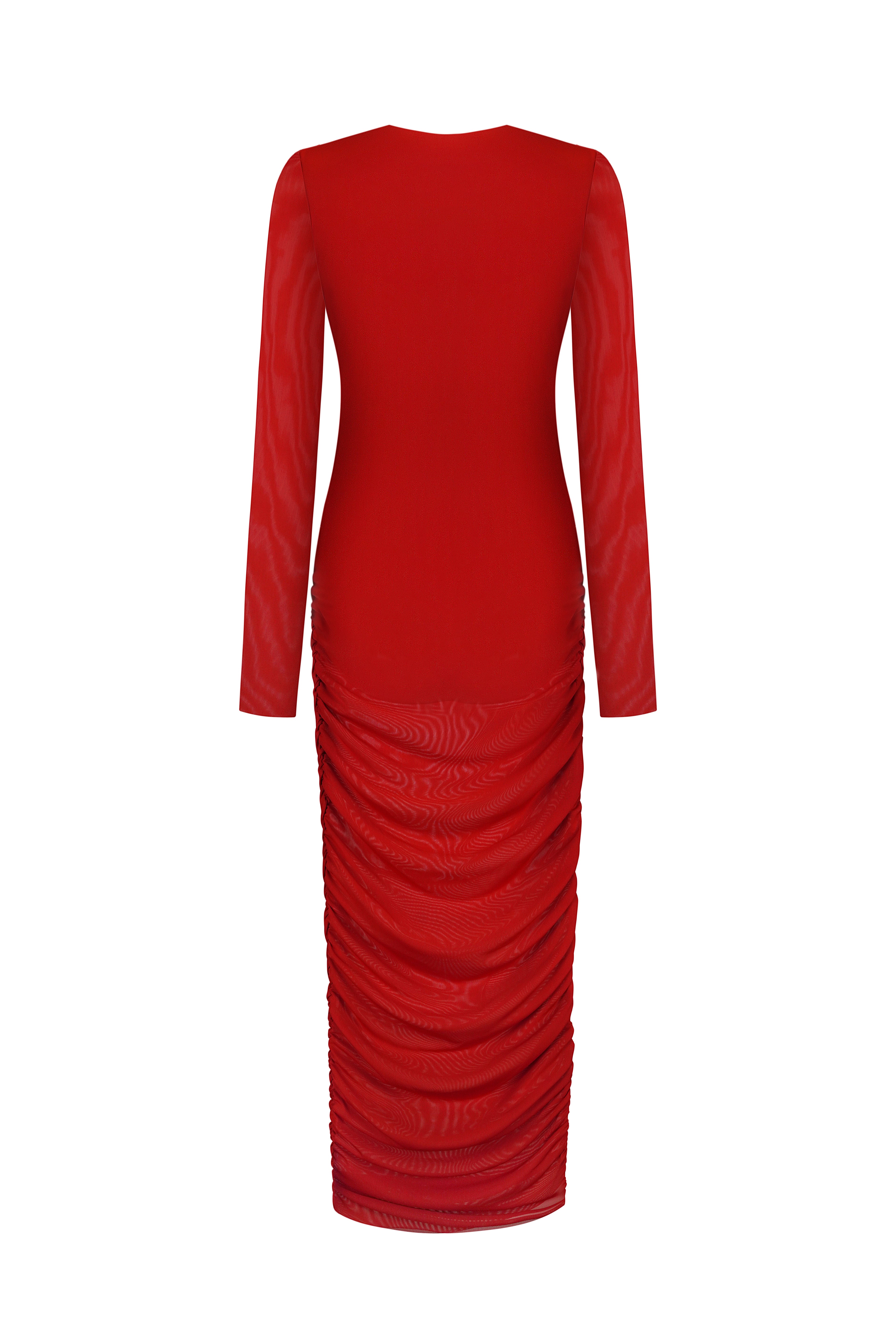 Сукня міді з драпіруванням в червоному