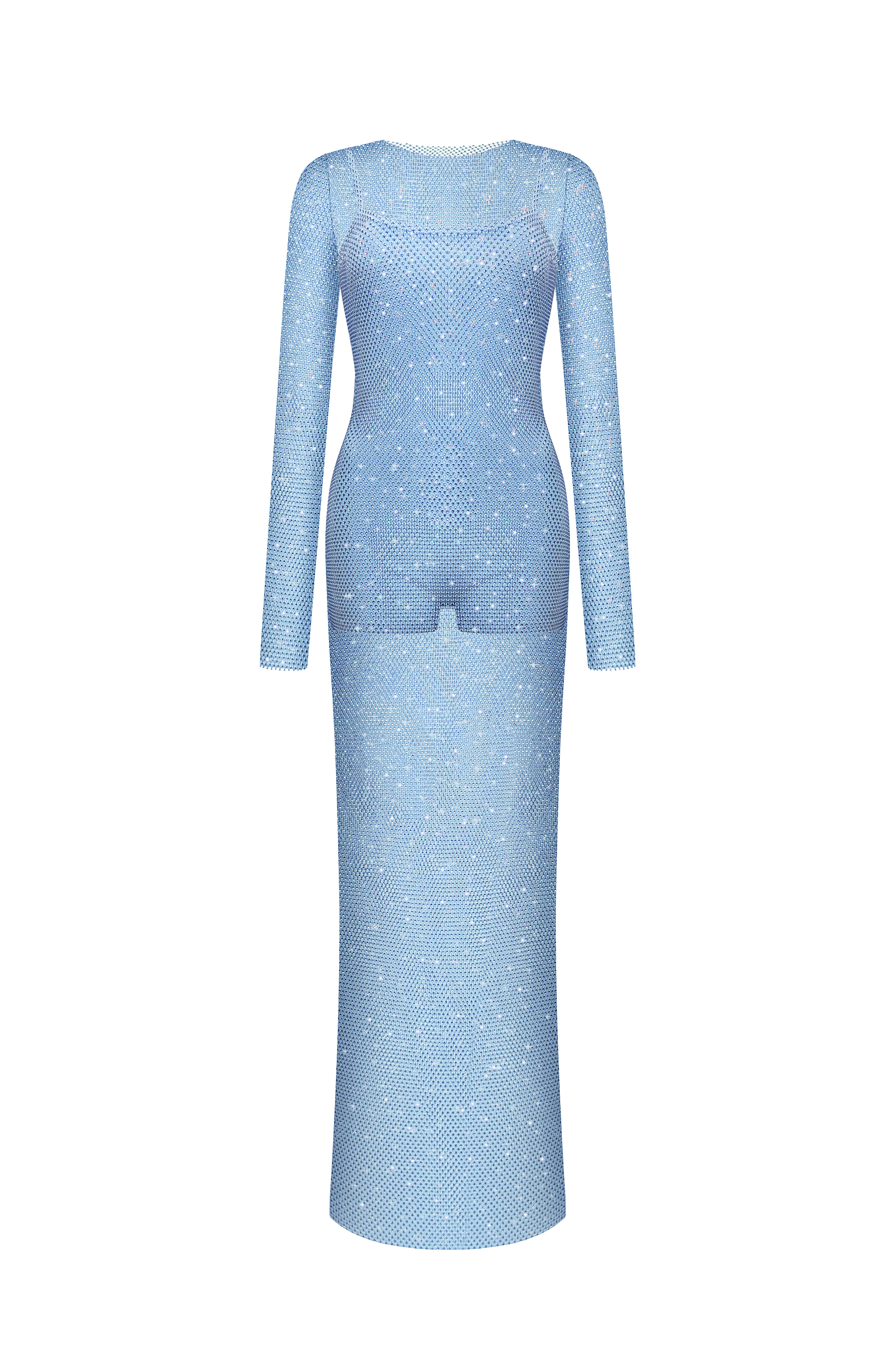 Сукня міді з камінням Swarowski в блакитному
