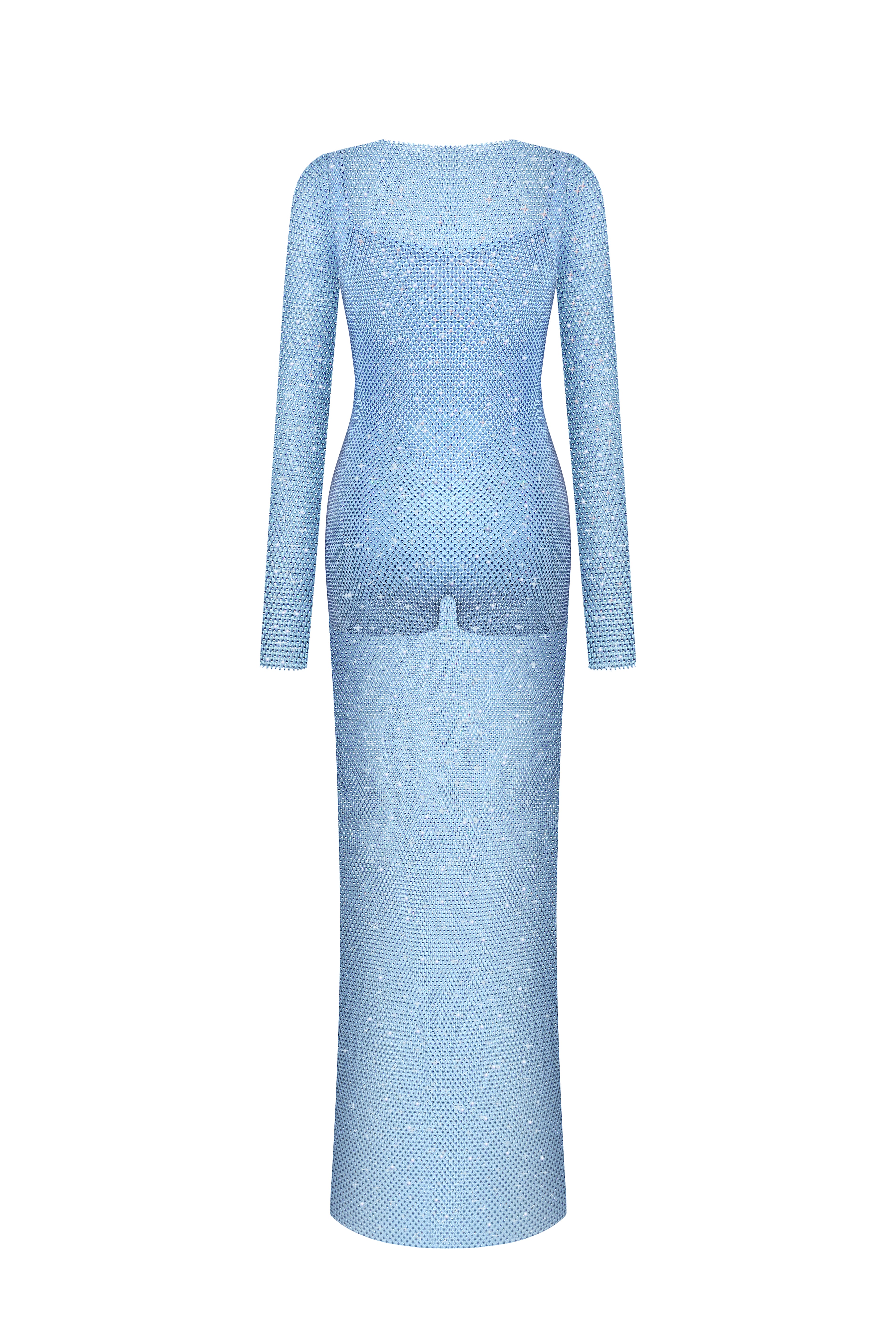 Сукня міді з камінням Swarowski в блакитному